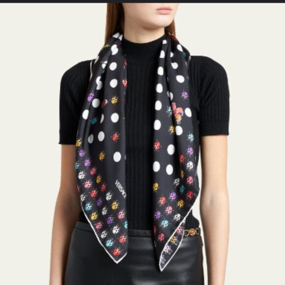 VERSACE  X Dua Lipa Printed Silk Butterfly Ladybug Scarf - Picture 1 of 9